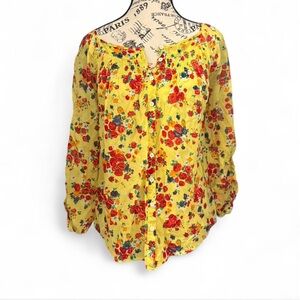 Anthropologie Yellow Floral Blouse